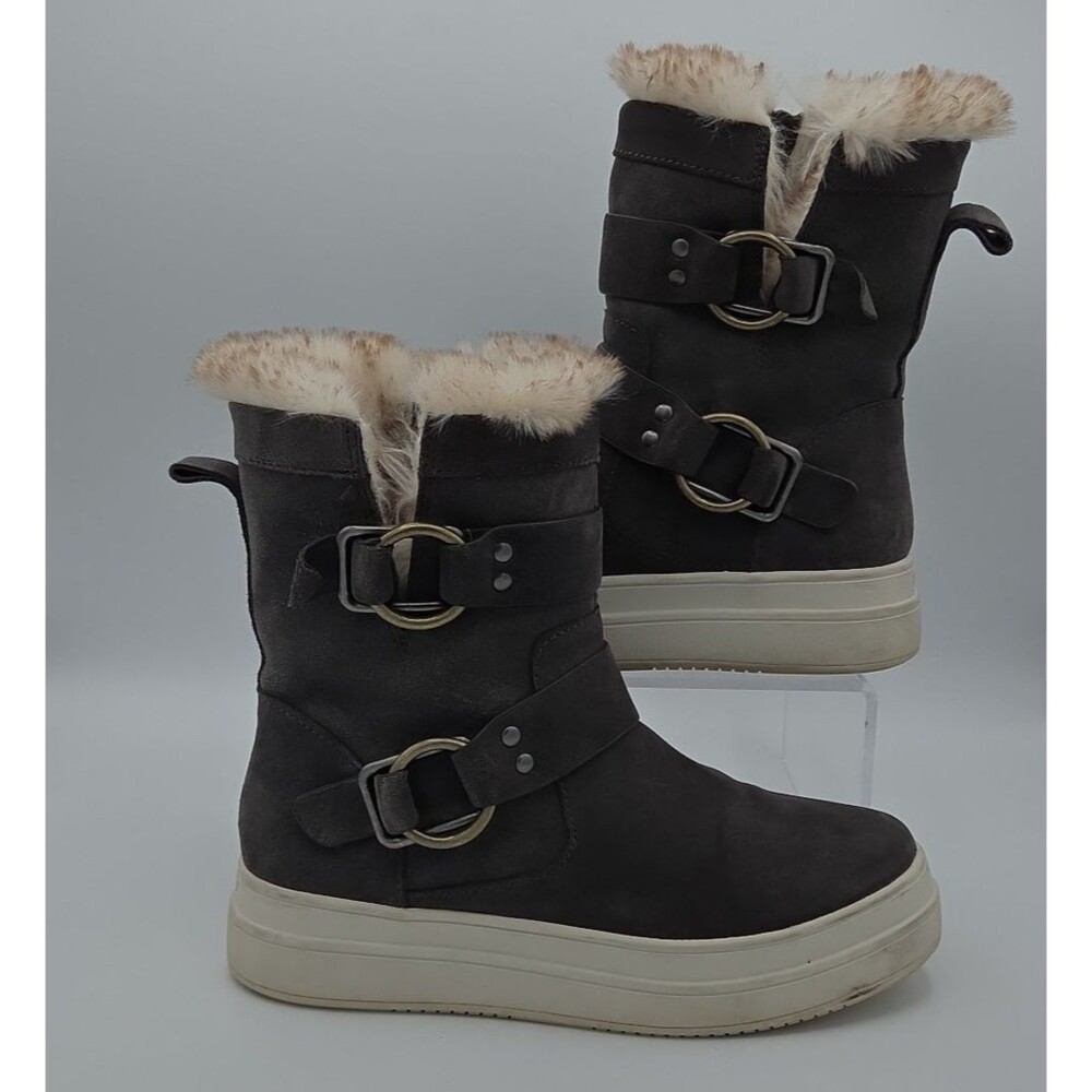 J. Slide nelly platform faux fur suede ankle Boot. Sz US 7 Buckle Waterproof
